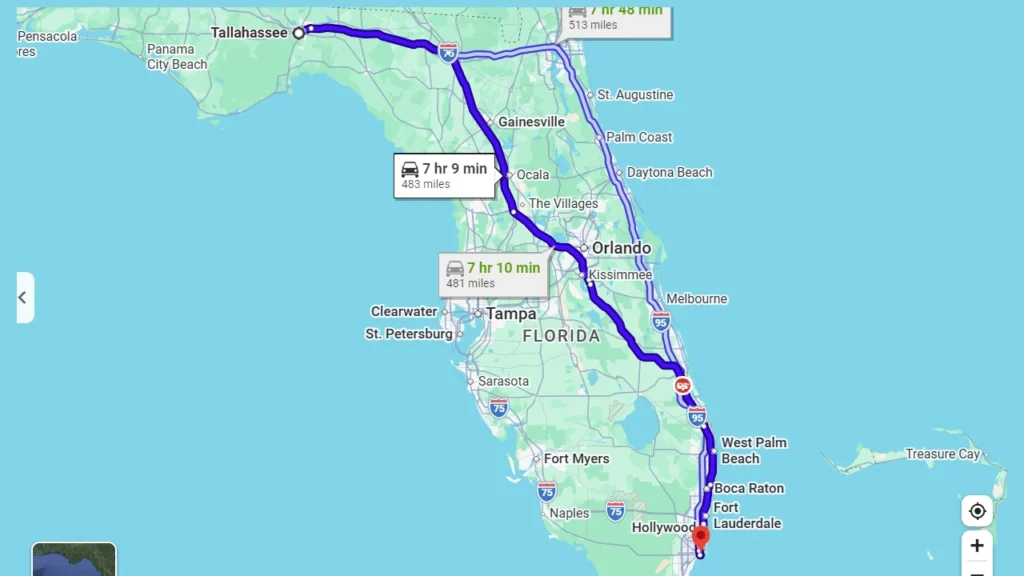 Tallahassee to Miami Drive Distance
