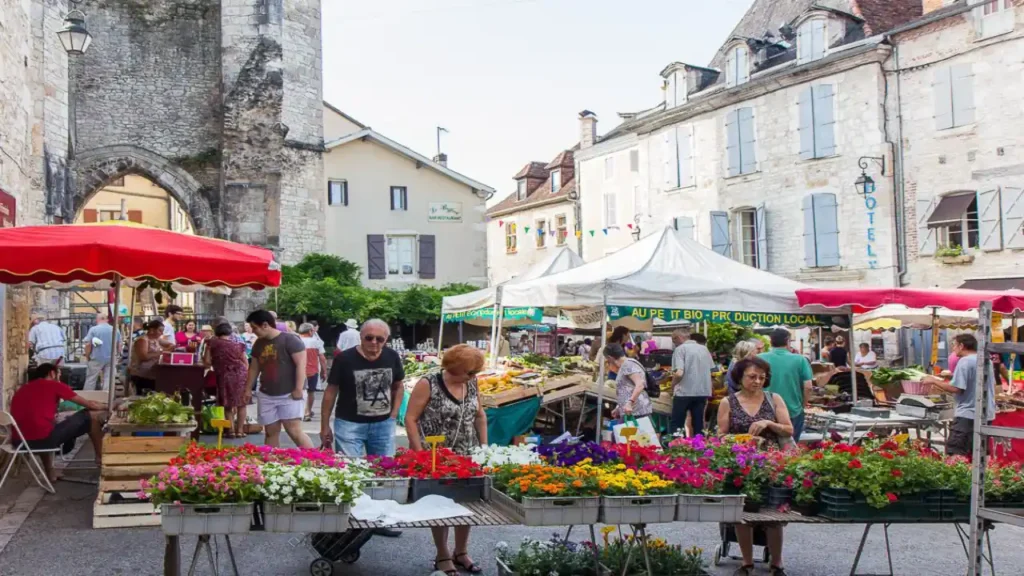 Frenchtown Heritage Market stalls and flowers